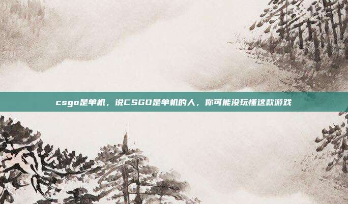 csgo是单机，说CSGO是单机的人，你可能没玩懂这款游戏