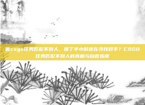 做csgo任务匹配不到人，排了半小时还在寻找对手？CSGO任务匹配不到人的真相与自救指南
