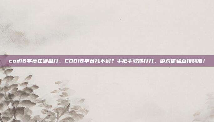 cod16字幕在哪里开，COD16字幕找不到？手把手教你打开，游戏体验直接翻倍！