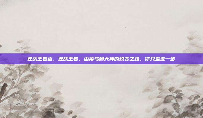 逆战王者由，逆战王者，由菜鸟到大神的蜕变之路，你只差这一步