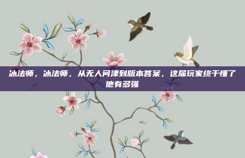 冰法师，冰法师，从无人问津到版本答案，这届玩家终于懂了他有多强