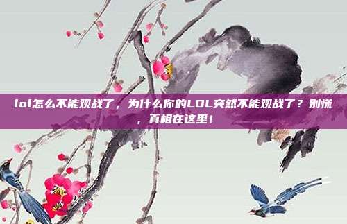 lol怎么不能观战了，为什么你的LOL突然不能观战了？别慌，真相在这里！