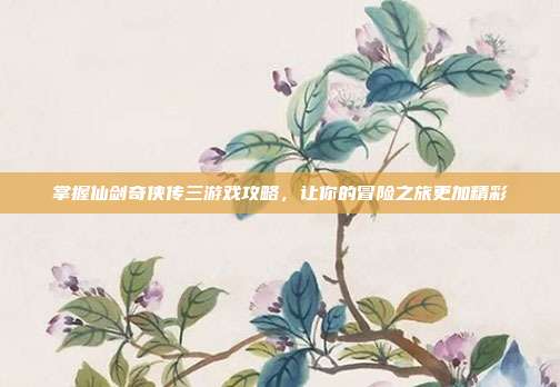 掌握仙剑奇侠传三游戏攻略，让你的冒险之旅更加精彩