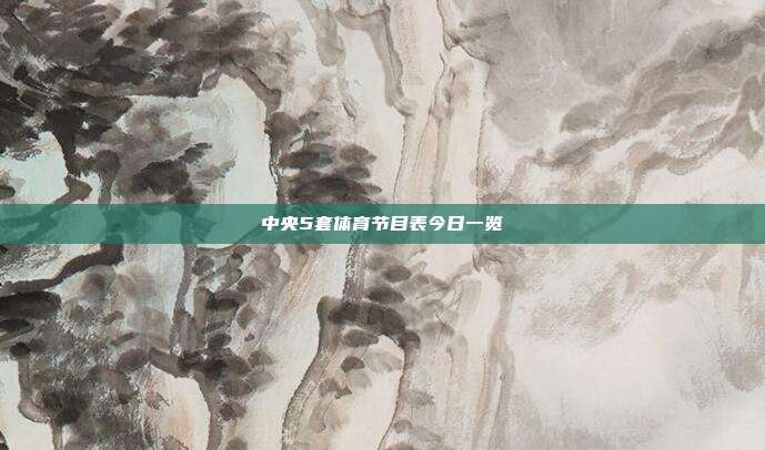 中央5套体育节目表今日一览