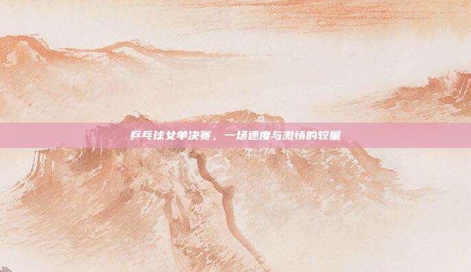 乒乓球女单决赛，一场速度与激情的较量