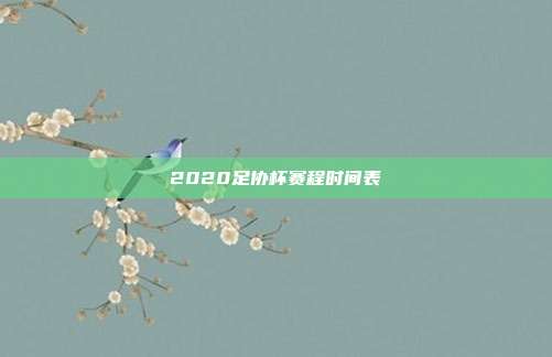 2020足协杯赛程时间表