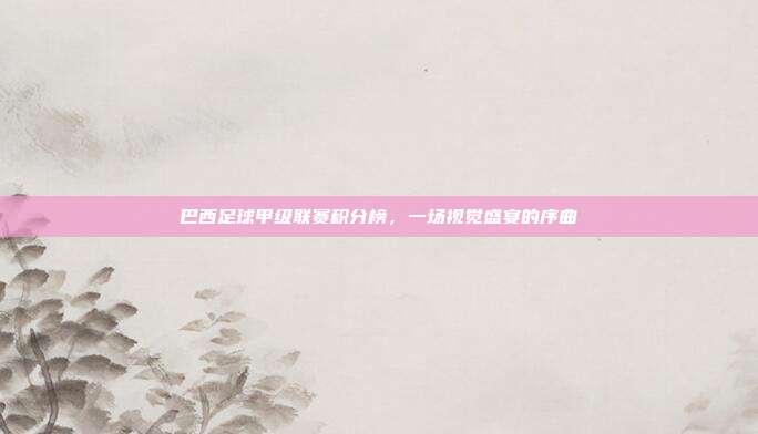 巴西足球甲级联赛积分榜,一场视觉盛宴的序曲