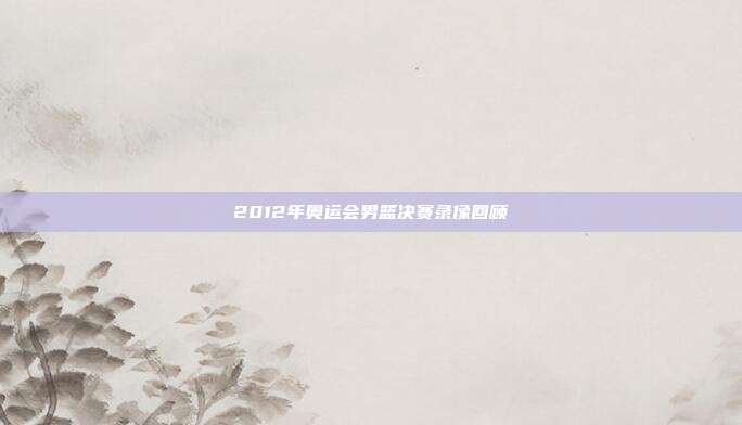 2012年奥运会男篮决赛录像回顾