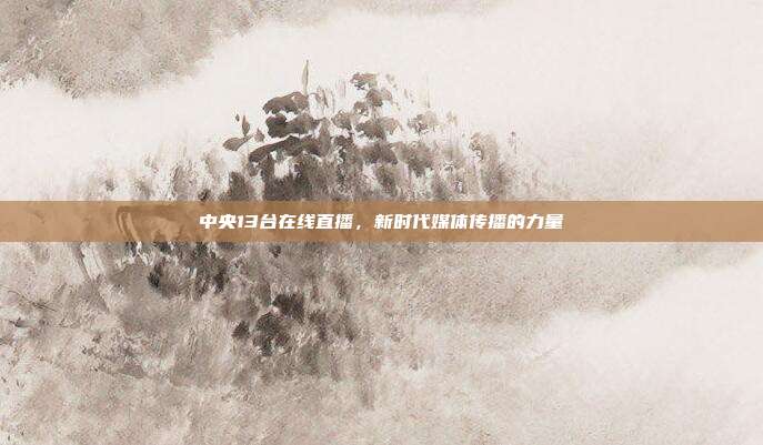 中央13台在线直播,新时代媒体传播的力量