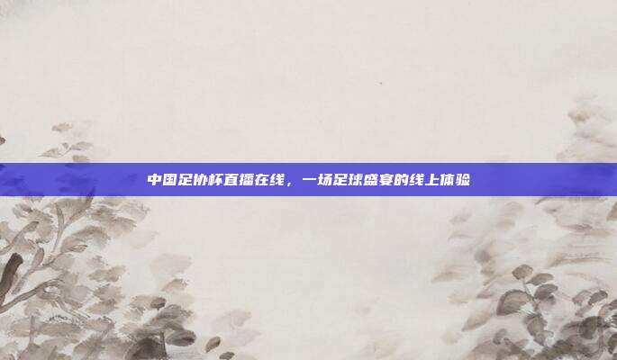 中国足协杯直播在线,一场足球盛宴的线上体验