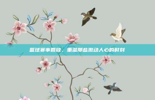 篮球赛事回放,重温那些激动人心的时刻