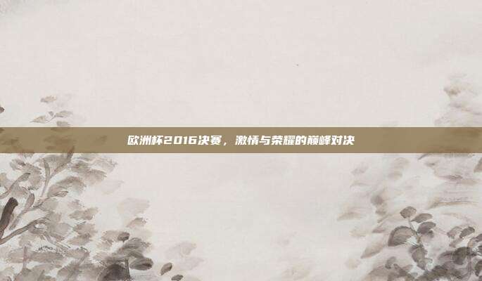 欧洲杯2016决赛,激情与荣耀的巅峰对决