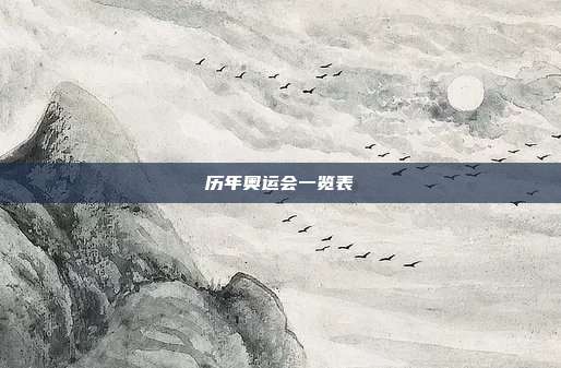 历年奥运会一览表