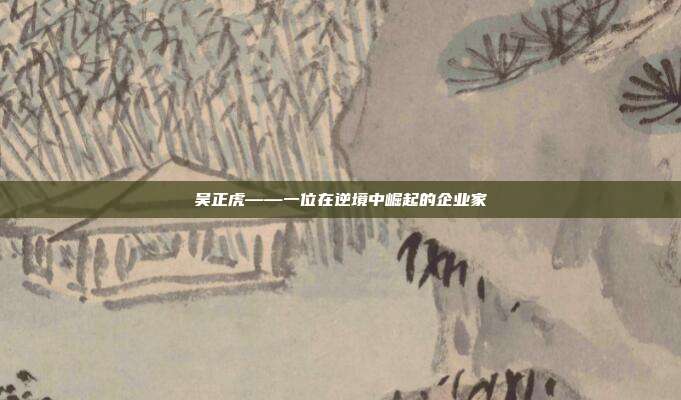 吴正虎——一位在逆境中崛起的企业家