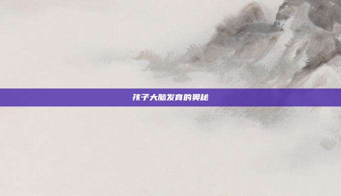 孩子大脑发育的奥秘