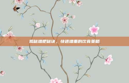 揭秘增肥秘诀，快速增重的饮食策略