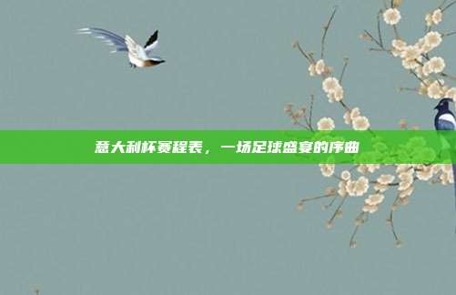 意大利杯赛程表,一场足球盛宴的序曲