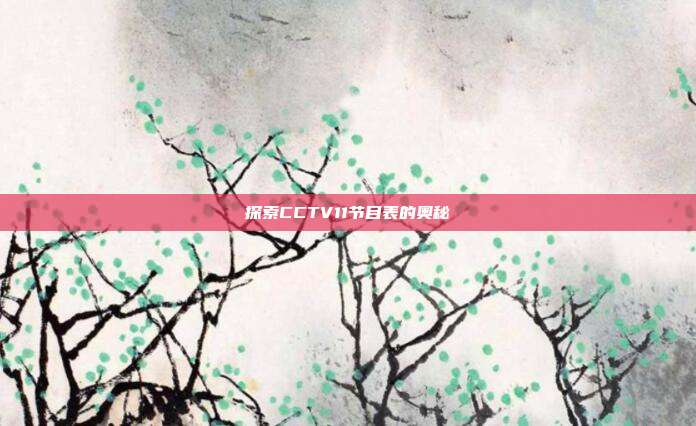 探索CCTV11节目表的奥秘
