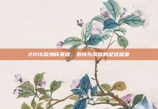 2016欧洲杯赛程，激情与荣耀的足球盛宴
