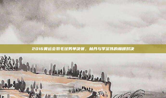 2016奥运会羽毛球男单决赛，林丹与李宗伟的巅峰对决