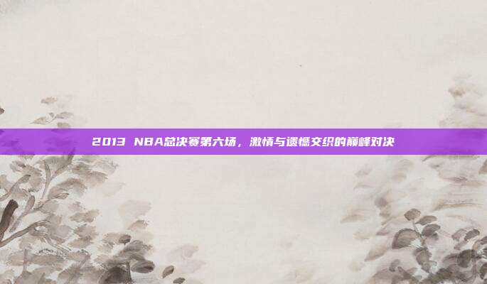 2013 NBA总决赛第六场,激情与遗憾交织的巅峰对决
