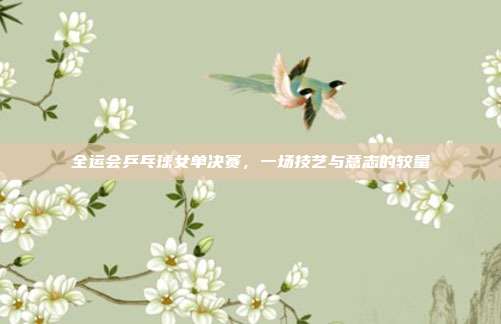 全运会乒乓球女单决赛，一场技艺与意志的较量