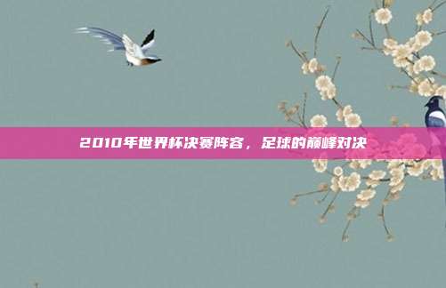 2010年世界杯决赛阵容,足球的巅峰对决