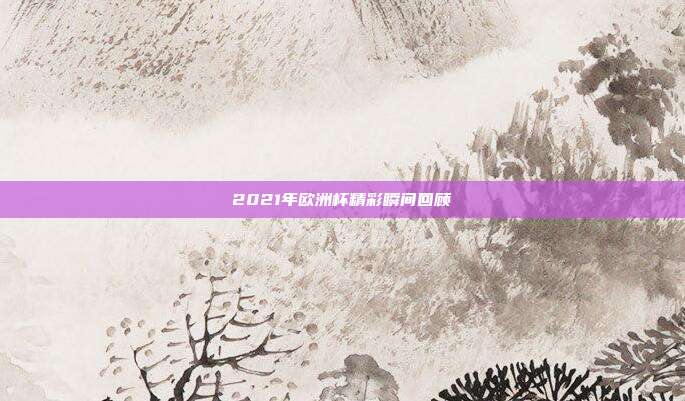 2021年欧洲杯精彩瞬间回顾