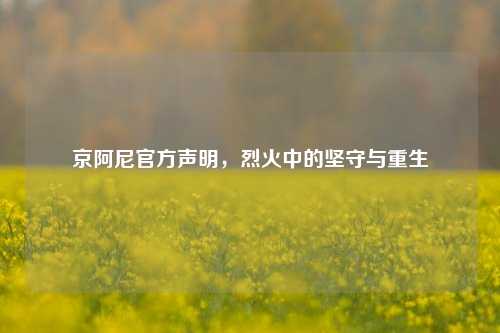 京阿尼官方声明，烈火中的坚守与重生