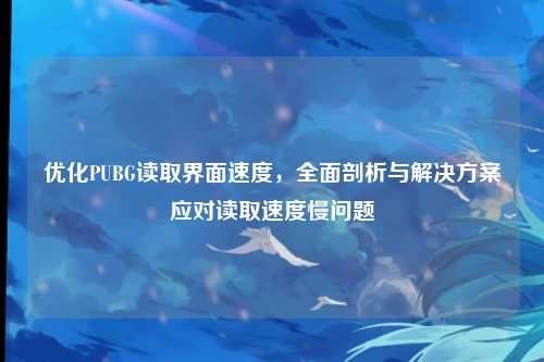 优化PUBG读取界面速度,全面剖析与解决方案应对读取速度慢问题